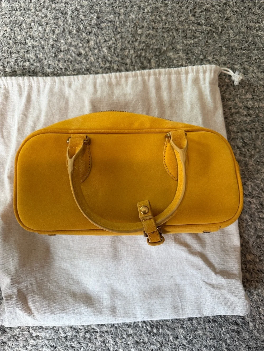 Steve Madden Yellow Suede Satchel with Luggage Tag